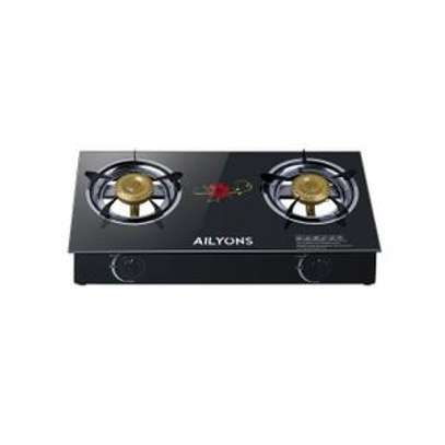 AILYONS Auto Ignition Double Gas Burner With Glass Top image 1