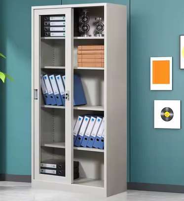 Office cabinet: 2 Door Glass Office Filing Cabinet image 1
