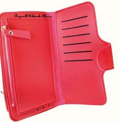 Womens Red Leather wallet with earring combo image 1