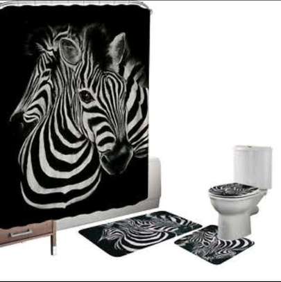 4 Pcs shower curtain set matching image 4