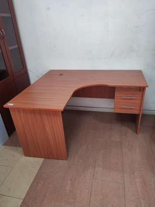1.4M Curved Wooden Office Study Desk with Drawers image 2