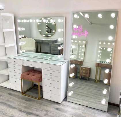 Lights fitted Vanity dresser plus shelved stand and mirror image 2