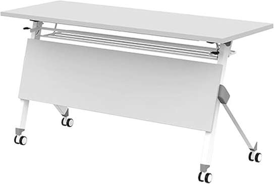 White Compact Foldable Computer Office Desk image 7