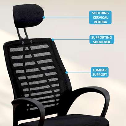 Office Chair: Mesh, Adjustable With Headrest, Charcoal Black image 5