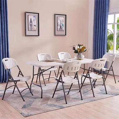 White Home Plastic Patio Folding Dining Chair image 6