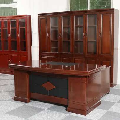 2 M L Shaped Mahogany Executive Office Desk image 10
