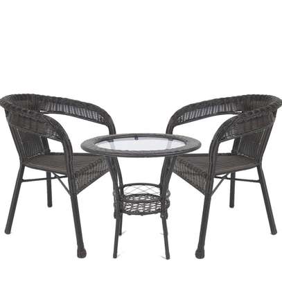 Rattan Outdoor Table and Chair Set with Glass Table image 3