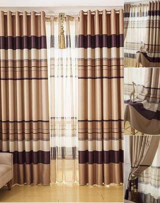 BEAUTIFUL BROWN STRIPPED BLACK OUT CURTAINS image 1