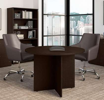 Office Table: 4-Seater Brown Round Conference Table image 1