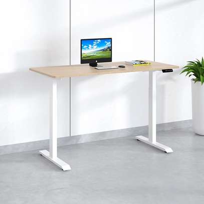 Office Desk: White Height Adjustable Office Desk image 1