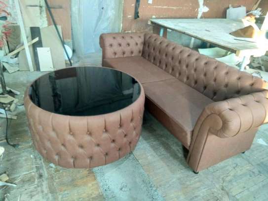 Chesterfield 3 seater rolled arms Sofa plus Ottoman image 1