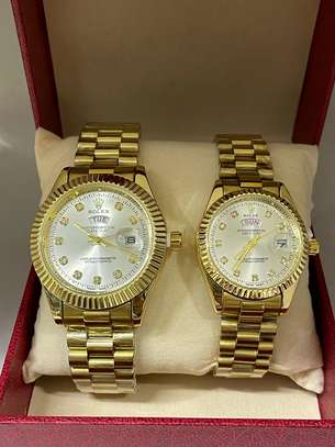 Rolex Day Date Couple Set (Gold Strap White Face) image 3