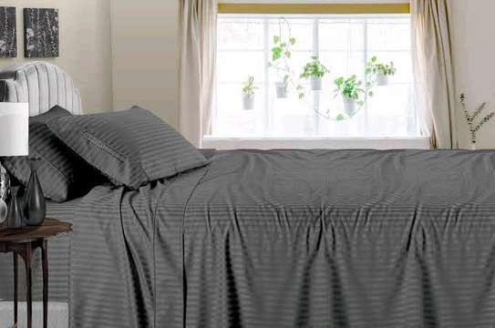 Quality plain striped cotton  bedsheets size 6*6 image 1