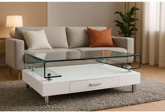 Office Table: Sleek Tempered Glass Top Coffee Table image 1