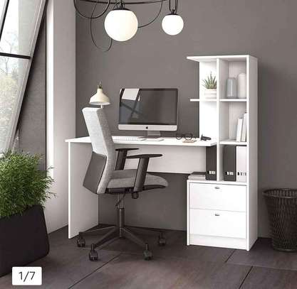 Modern customized Home office desks with a side shelf image 1