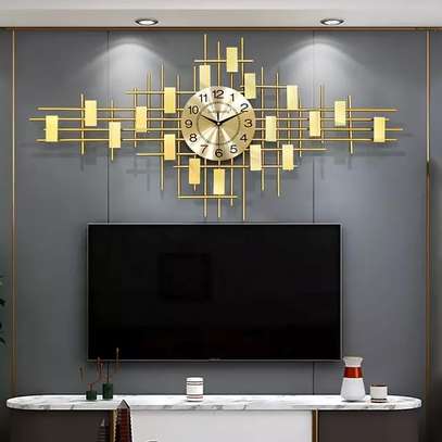 Large Gold metal sunburst Wall Clock image 2