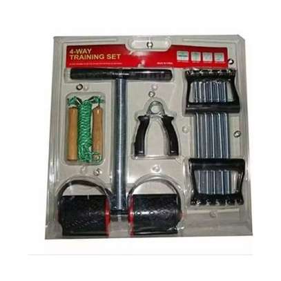 4 Way Training Set-hand Grip, Skipping Rope, Chest Expander &tummy Trimmer image 1