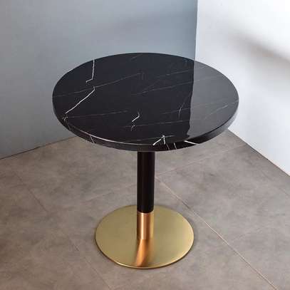 Dining Table; Round Brown Dining Table image 2