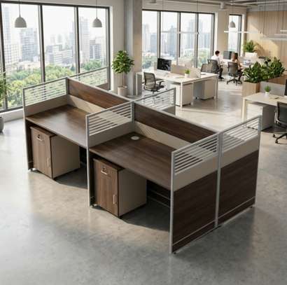 Workstation;Ergonomic Brown Office Workstation image 1