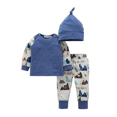 3PCS BABY BOY INFANT SET TOP +PANTS+HAT image 1