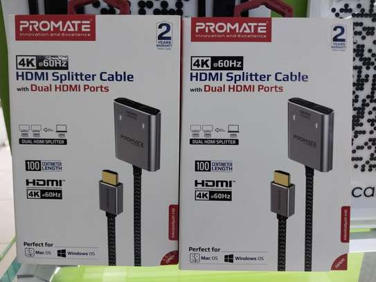 Promate, MediaSplit-H2, 4K@60Hz Dual HDMI Splitter Cable image 2