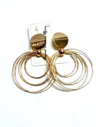 Ladies Gold Tone Multi strand loop earrings image 3