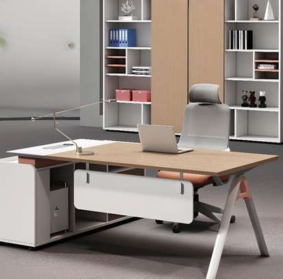 Office Desk: L-Shaped Administrative Executive Office Desk image 6