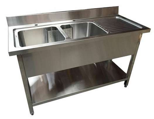 stainless steel double bowl sink. image 1
