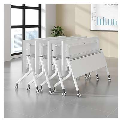 Foldable Seminar Table With Lockable Wheels image 1