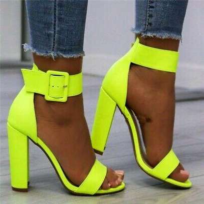 *Fancy Chunky Heels* 
 *Colours:* 3☝?
 *Size:* _36 37 38 39 40 41_ 
 *Price:* _*2500*_ 
 *NB:* _3 inches_ image 1