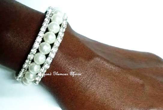 Womens Pearl Double strand Bracelet image 1