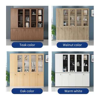 Office Cabinet; Three Doors Wooden Brown Office Cabinet image 3