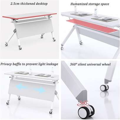 White Compact Foldable Computer Office Desk image 2