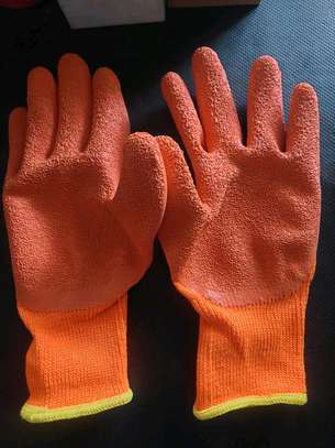 Orange latex rubber coated gloves, cut resistance. image 2