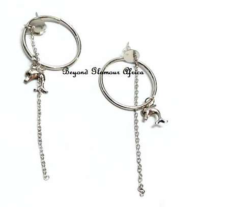 Womens Silver Threaded loop earrings image 2