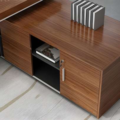 Office Desk: 180cm Brown Contemporary L-Shape Office Desk image 3