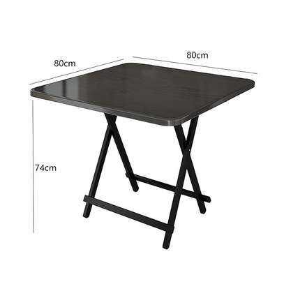 Black Square Glass Foldable and Portable Dining Table image 3
