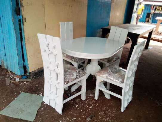 White 4 Seater Dining Table Sets image 2