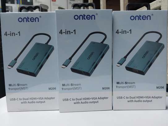 ONTEN M206 4-in-1 USB-C Hub Adapter Type-C to Dual HD+VGA image 3