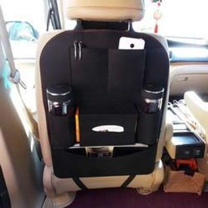 Car back seat organizer with pockets black only image 1