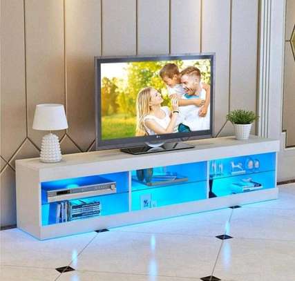 Modern LED White Tv Stand image 1