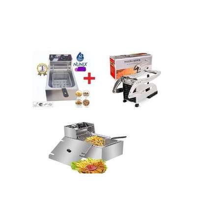 6L Commercial Stainless Steel Deep-Fryer +chips Cutter image 1