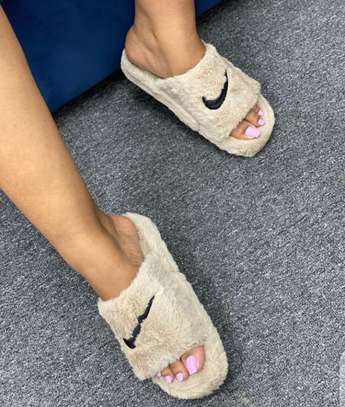 Nike Slippers Women Fluffy Slippers Maroon image 1