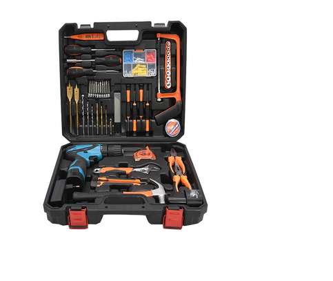 Complete Port cordless drill Tools set Household Hardware Toolbox Multifunction Tools set box image 1