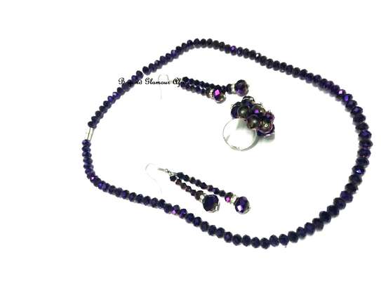 Womens Purple crystal Jewelry set combo image 2