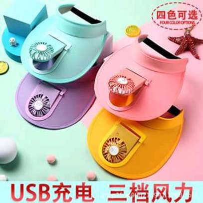 *Sun visor hats with USB fan image 1
