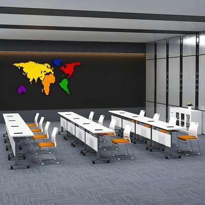 Office Table: White Foldable Training Table image 1