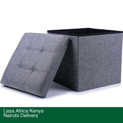 LASA 38cm Foldable Square Storage Ottoman Cube Box – Padded image 2
