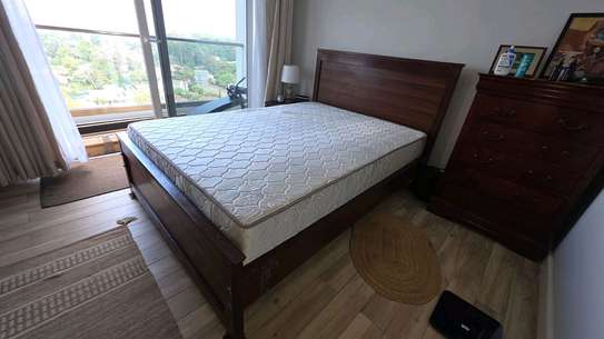 Wooden Bed + Mattress+2 Bedside 2 with Drawer image 4