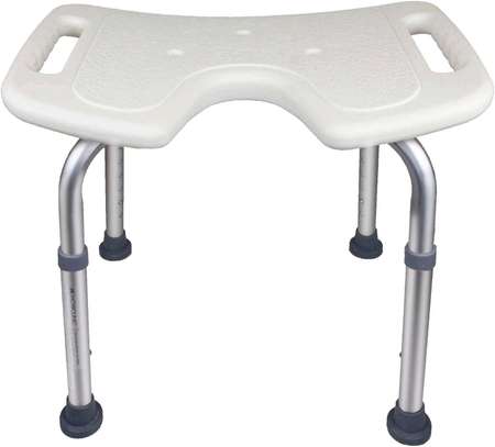 Bath Stool, Height-Adjustable, U-Shape Seat, Anti-Slip Tips image 1
